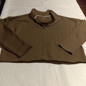 Aerie Crop Top Sweatshirt Size Xs Long Sleeve 1/4 Zip Pullover Green Women's